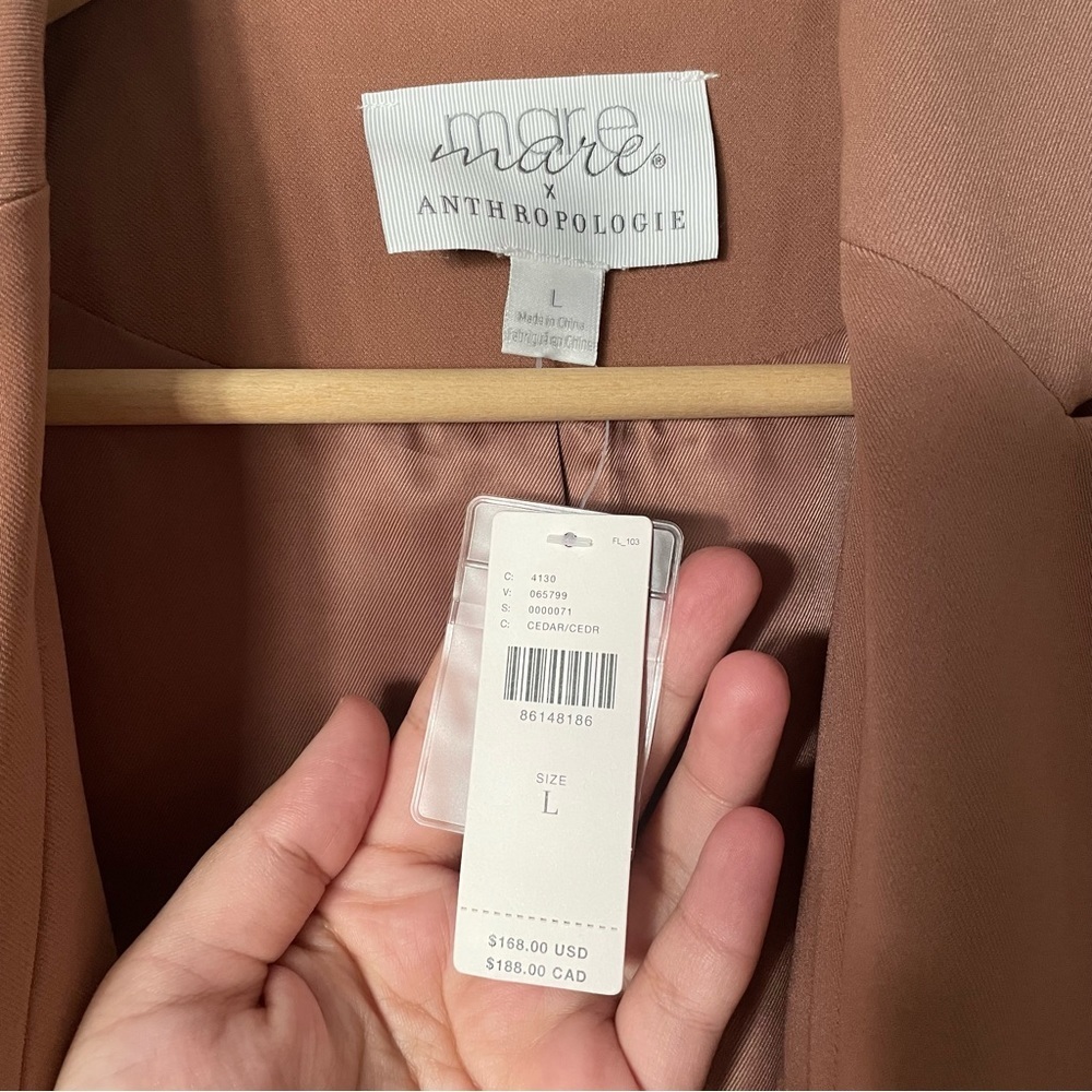NWT Anthropologie Mare Mare Classic Tie Blazer Jacket Size Large - Extra Large - Picture 6 of 16